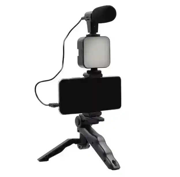 	 Kit De Grabacion Estabilizador Luz Led Y Micrófono Youtube