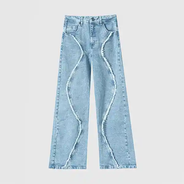 Pantalón Jeans Ondas Azul 38 Mujer Raindoor