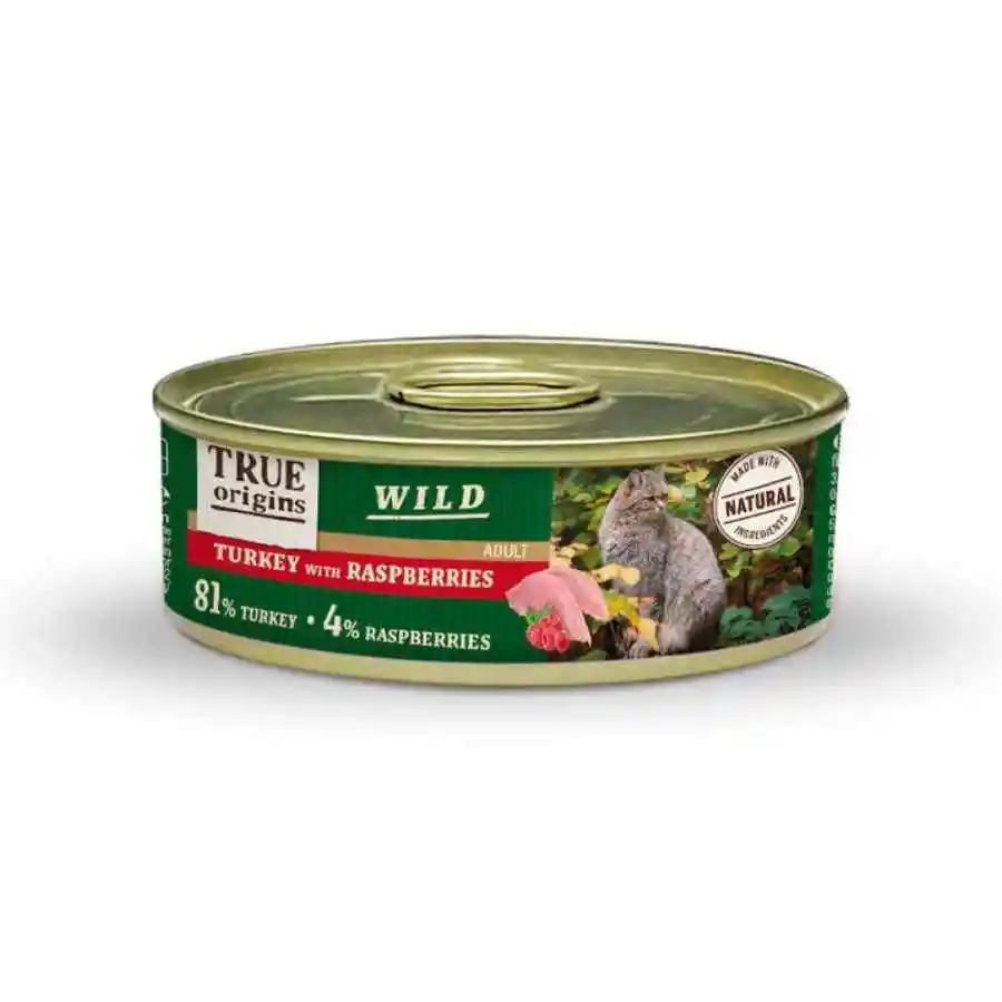 True Origins Wild Adulto Cat Pavo Con Frambuesas Alimento Húmedo Para Gatos 85 Gr