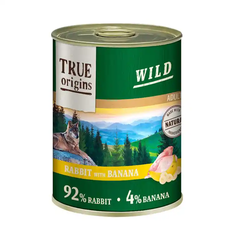True Origins Wild Conejo/banana Alimento Húmedo Para Perros 400 Gr