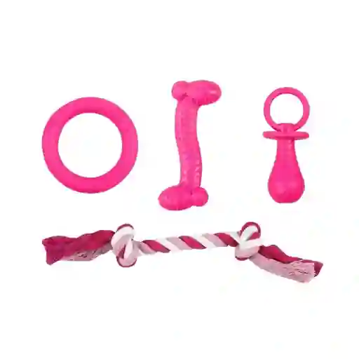 Set De Juego Dental Para Perros Rosado