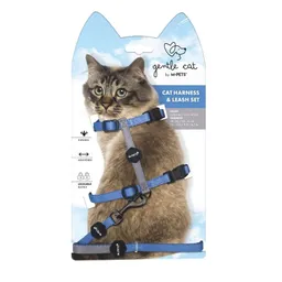 Juego De Correa Y Arnés Para Gatos Suave Azure Azul