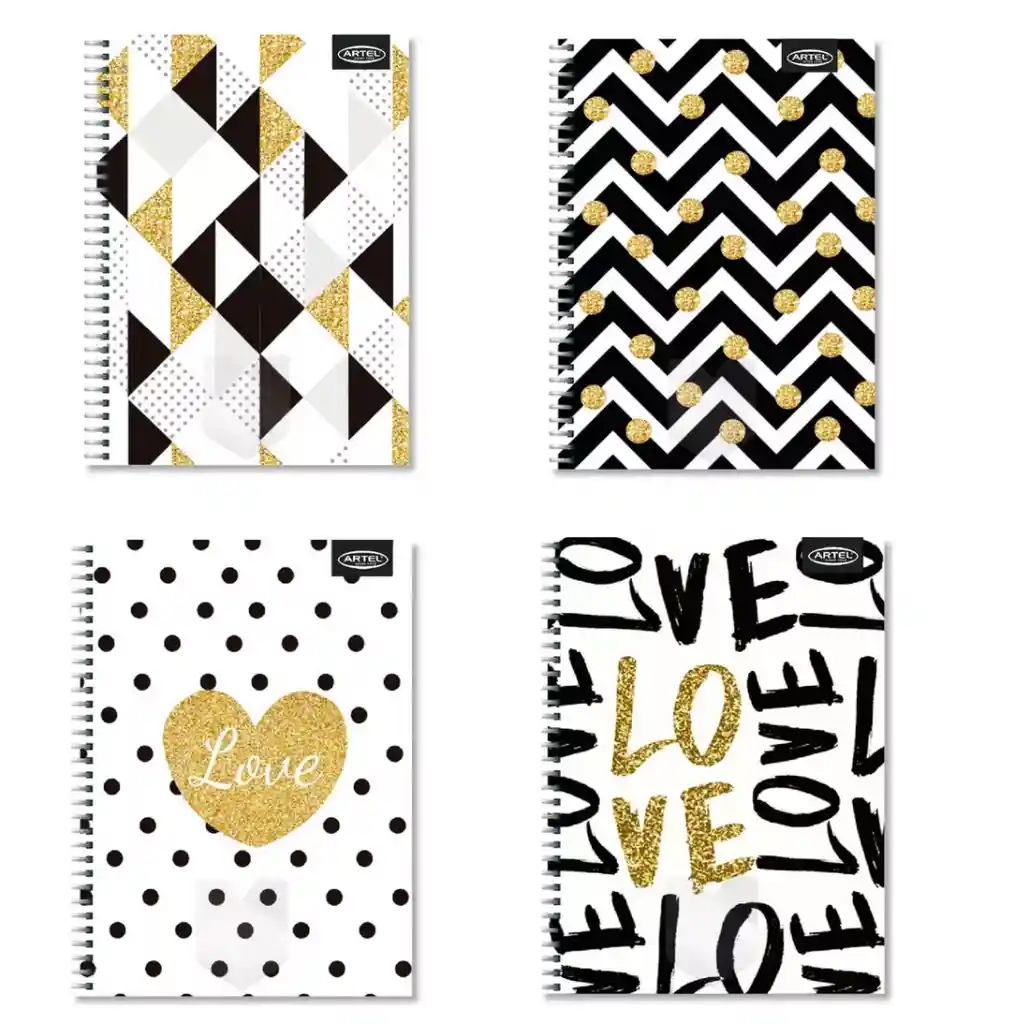 Cuaderno Triple 150 Hojas Carta Diseños Color Carta Golden Black