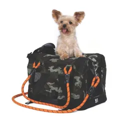 Mpets Portamascotas De Viaje 2 En 1 Con Correa Y Cinturón Camuflaje Color Naranjo