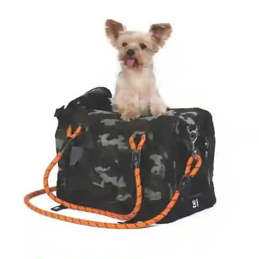 Mpets Portamascotas De Viaje 2 En 1 Con Correa Y Cinturón Camuflaje Color Naranjo