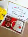 Regalo Caja Con Tazón + 2 Alfajores Artesanales, Especial Enamorados