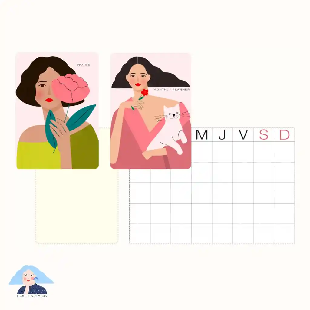 Set Monthly Planner + Notebook