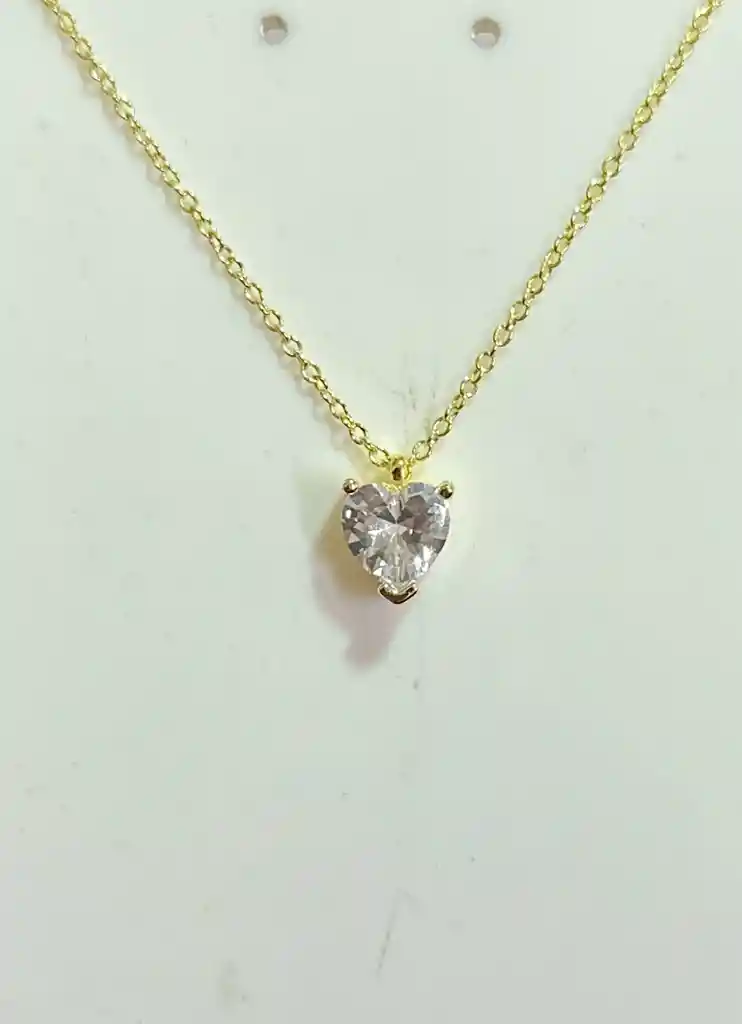 Collar Punto Luz Corazón Baño Oro 18 Kl