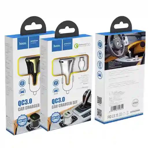 Cargador Auto Hoco Z31 Puerto Doble Qc3.0 Para Micro