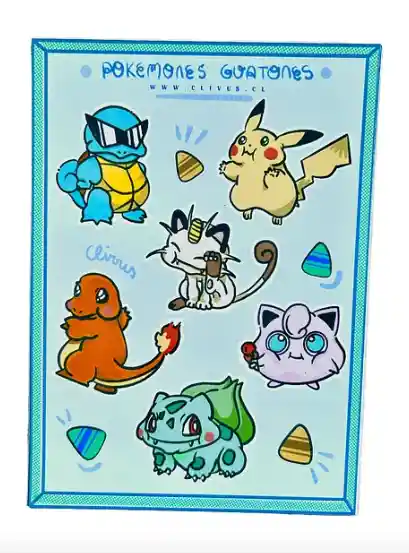 Lámina De Stickers Pokemones Guatones