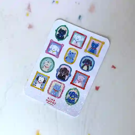 Set Stickers Holográficos Perritos Y Gatitos