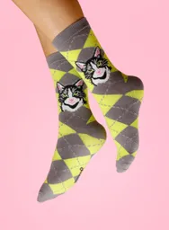 Calcetin Gato Tuxedo Rombos