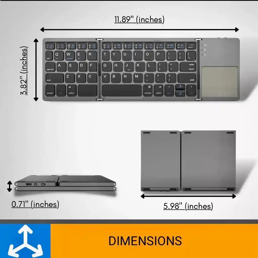 Teclado Inalambrico Plegable Bluetooth Touchpad Tablet Pc