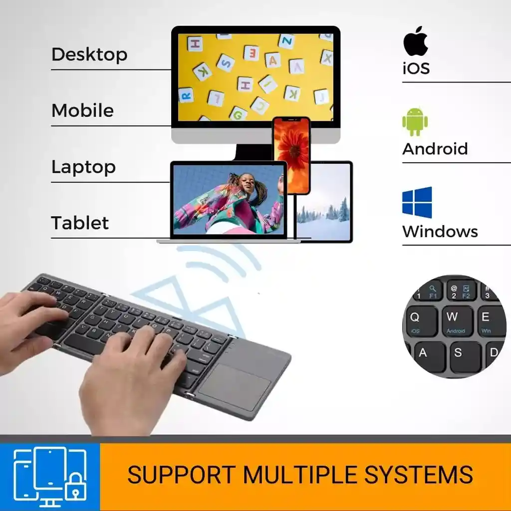 Teclado Inalambrico Plegable Bluetooth Touchpad Tablet Pc