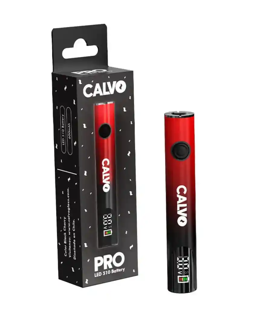Vaporizador Bateria 510 Led Calvo Glass Red Black