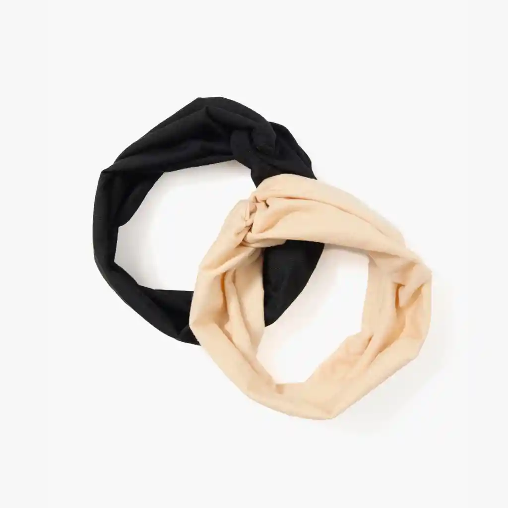 Set Cintillos Mujer Unicolor Elasticos Beige