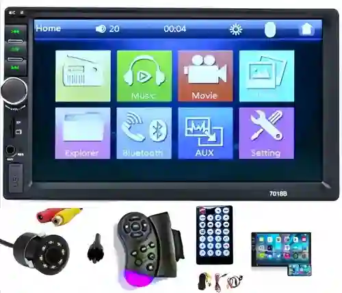 Radio Auto 2 Din Mirror Link+ Mando/7018b + Cámara De Reversa