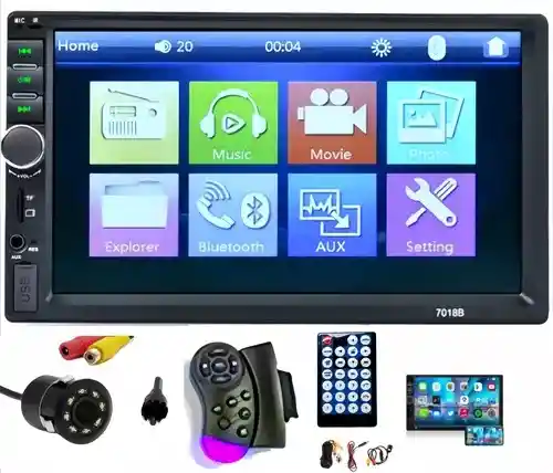 Radio Auto 2 Din Mirror Link+ Mando/7018b + Cámara De Reversa