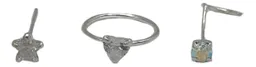 Pack Piercing Corazon Estrella Punto Circon Plata 925