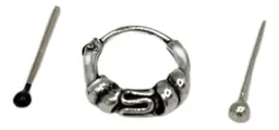 Pack Piercing Argolla Bolitas Envejecido Plata Mas Caja
