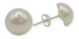 Aros Media Perla Blanca 10 Mm Plata Italiana 925 Mas Caja