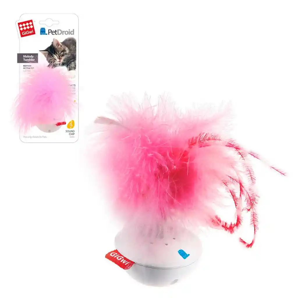 Gigwi - Wobble Feather Pet Droid Con Pluma Natural Y Sonido