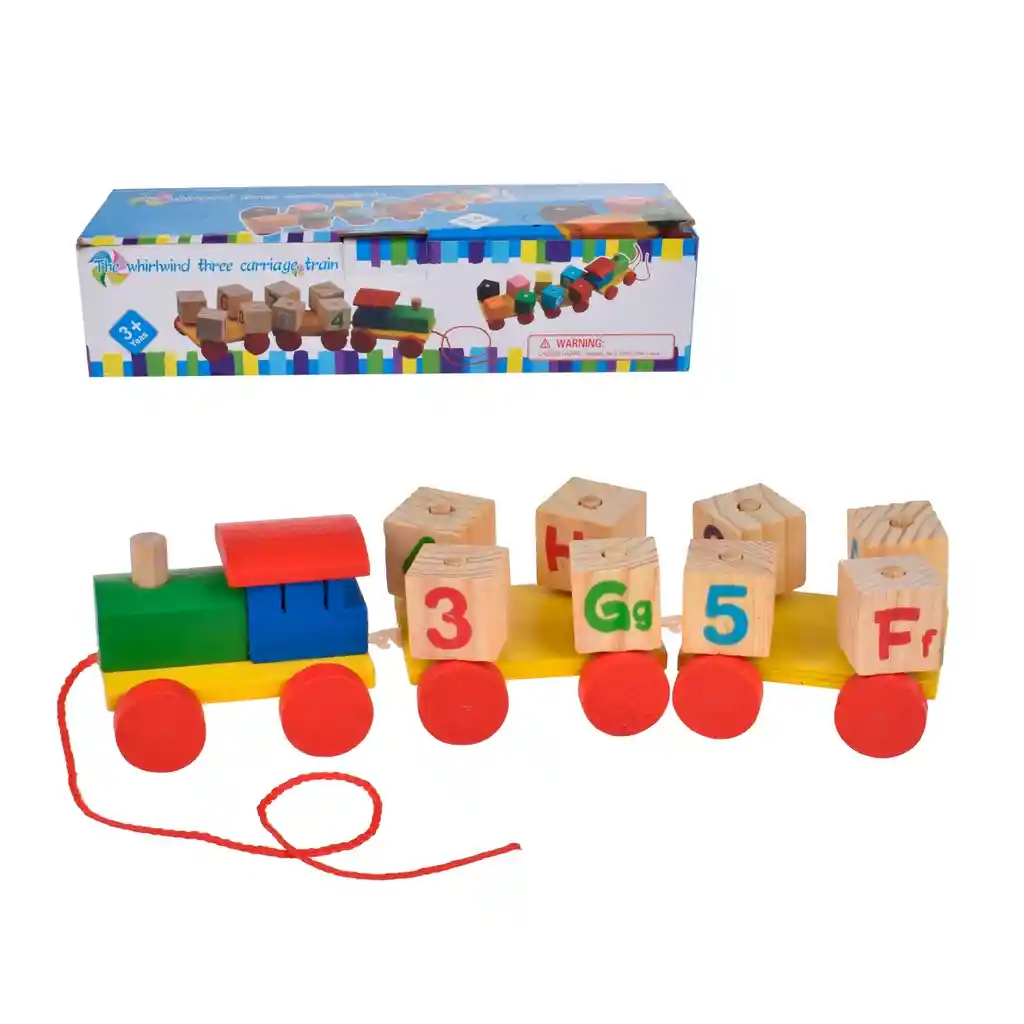 Tren De Madera De Arrastre Con Cubos De Encaje Giratorios