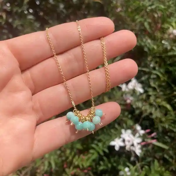 Collar Cadena Con Racimo De Piedras