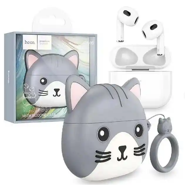 Audifonos Inalambricos Bluetooth Tws In Ear Hoco Ew46 Gato Gris