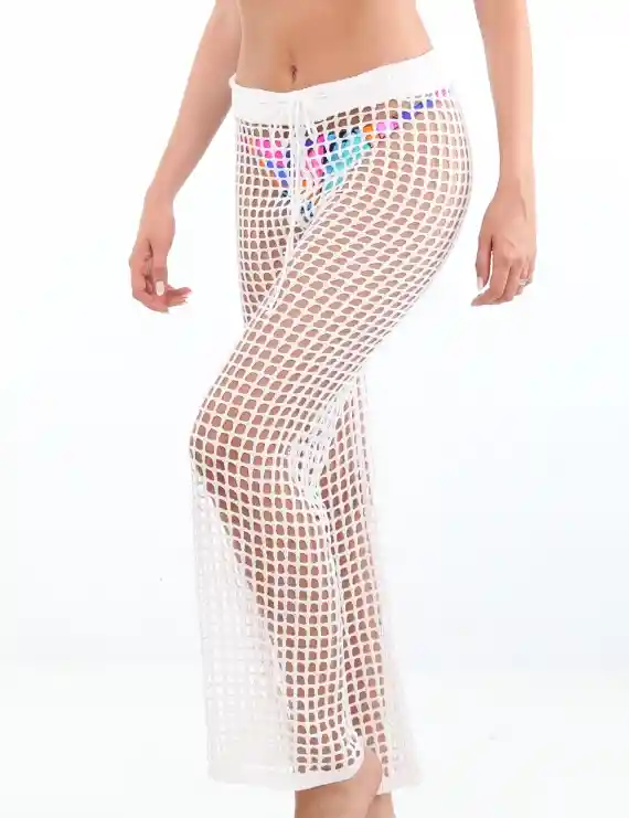 Salida De Playa Tipo Pantalón Blanco S