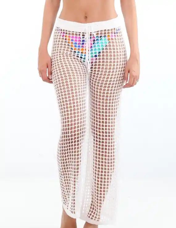 Salida De Playa Tipo Pantalón Blanco S