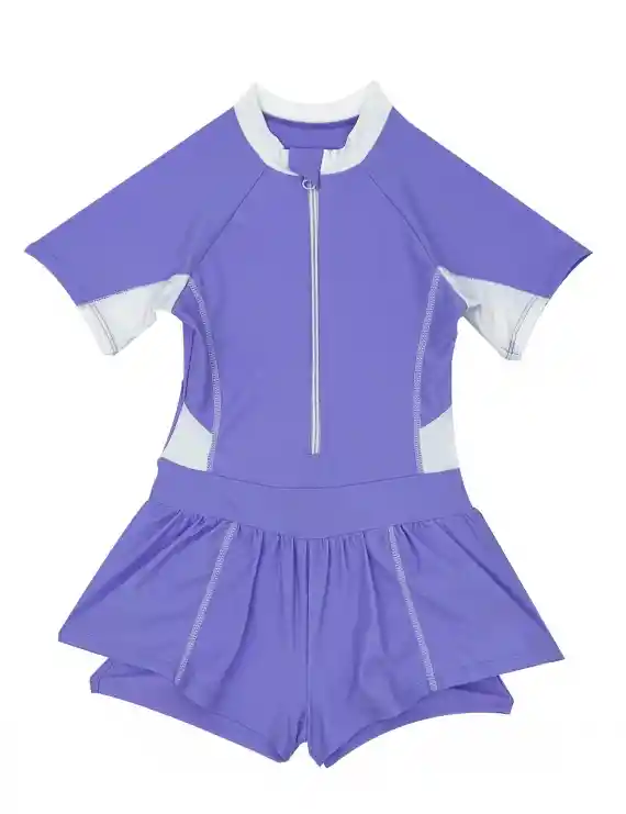 Traje De Baño Niña Con Falda Protección Uv Morado 6