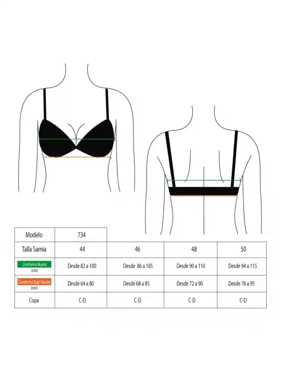 Bikini Estilo Sostén Torcido Copa C Estampado Negro 50