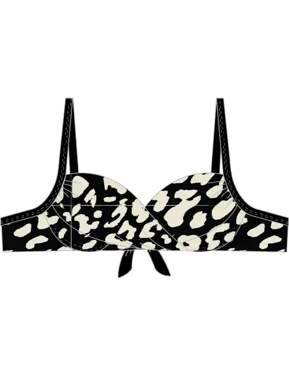 Bikini Estilo Sostén Torcido Copa C Estampado Negro 44