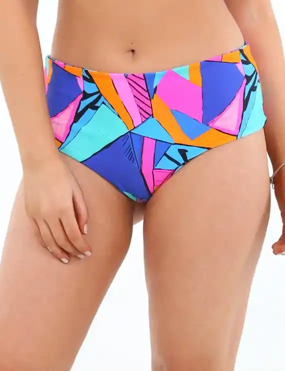 Bikini Calzón Colaless Tiro Alto Estampado Azul Xl