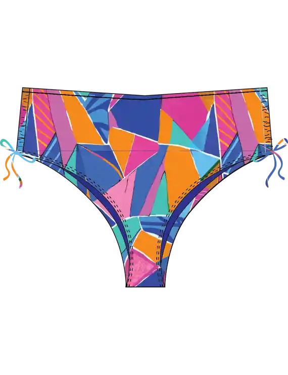 Bikini Calzón Cadera Ajustable Estampado Azul L
