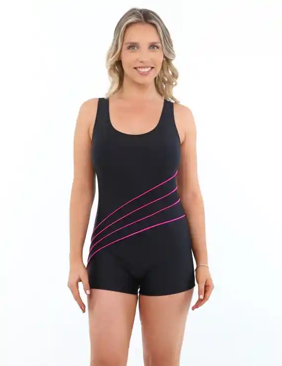 Traje De Baño Natación Pierna Corta Rosado S