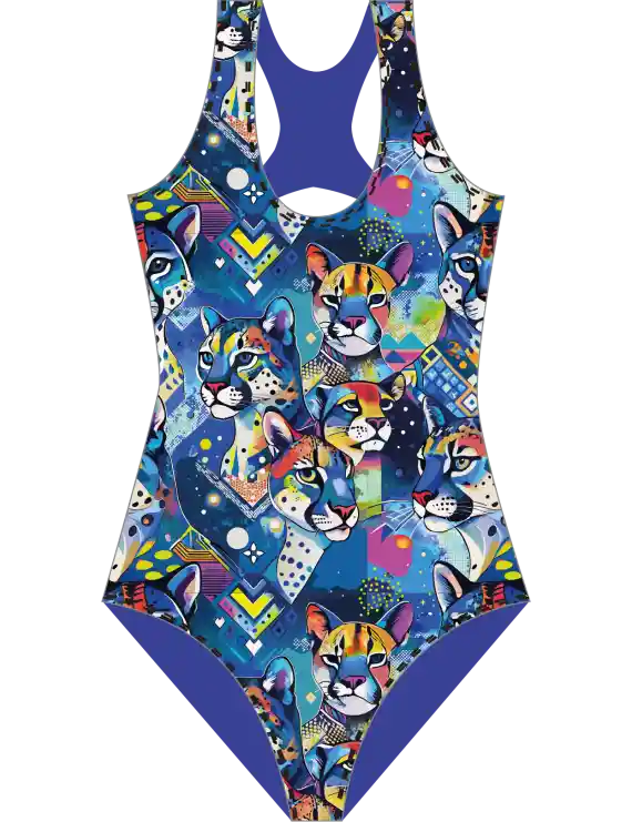 Traje De Baño Básico Para Natación Espalda Redonda Estampado Xl