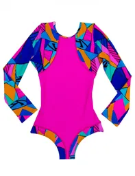 Traje De Baño De Niña Manga Larga Fucsia 10