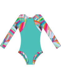 Traje De Baño De Niña Manga Larga Verde 14