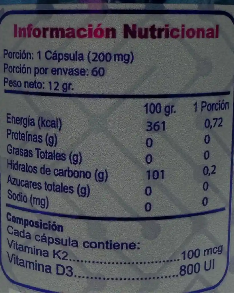 Vitamina K2 + Vitamina D3 X 60 Capsulas