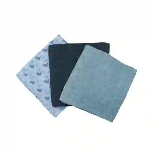 Set De 3 Pañales De Algodón Azul