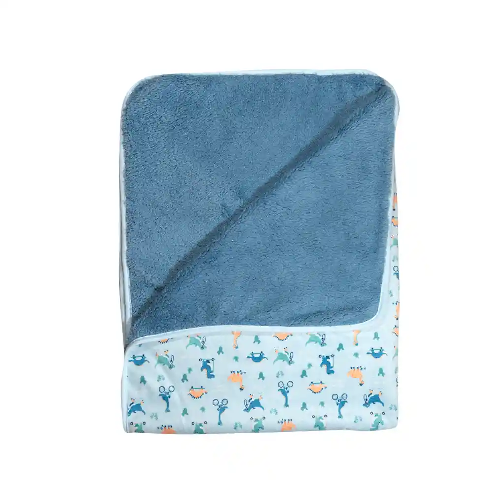 Manta Sherpa Doble Azul