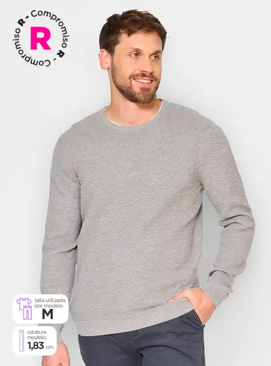 Sweater Algodón Hombre Marquis Cuello Redondo Texturado Talla L