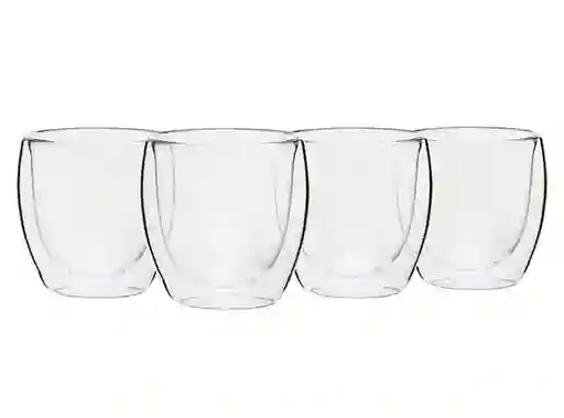 Set 4 Vasos Ripley Home Doble Pared Vidrio Transparente 100 Ml