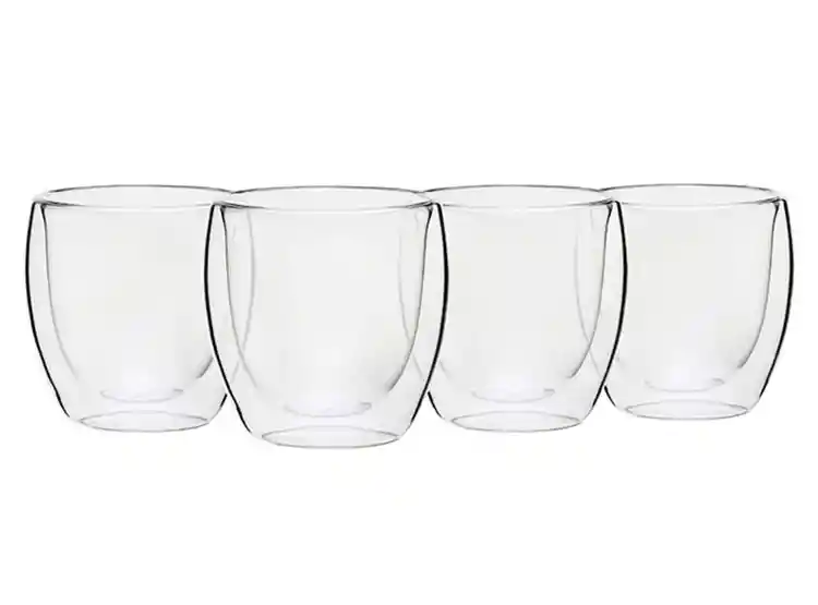 Set 4 Vasos Ripley Home Doble Pared Vidrio Transparente 100 Ml