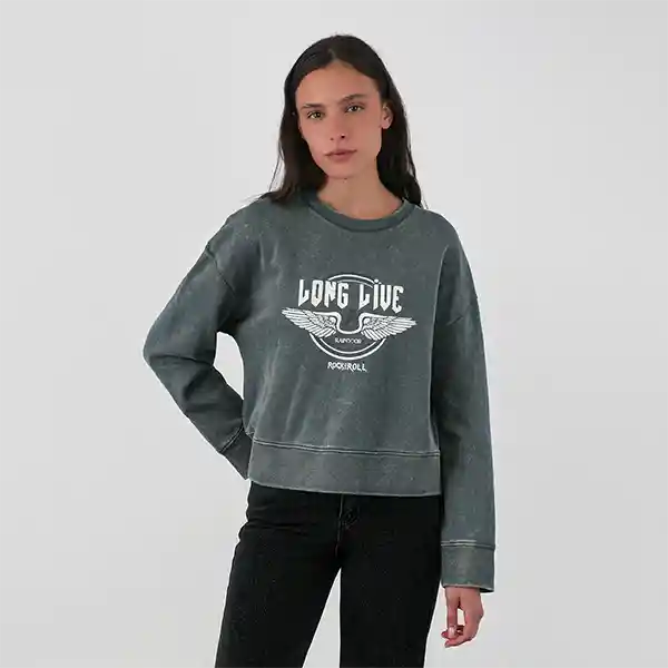 Polerón Cerrado Estampado Gris M Mujer Raindoor