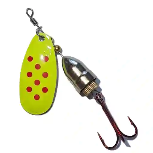 Spinner Silstar 3g 5cms #1 Bell Spring Puntos Rojos Sobre Amarilo Reverso Plateado