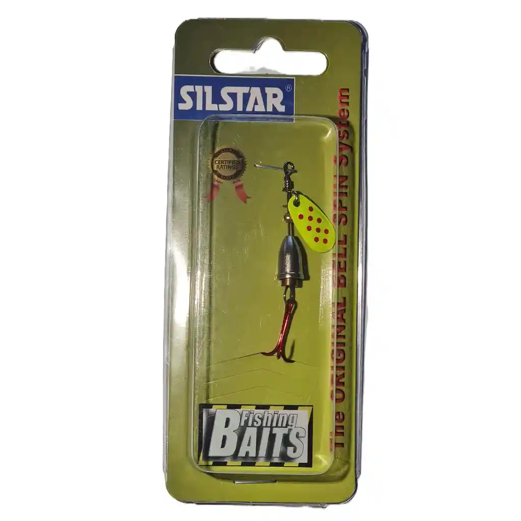 Spinner Silstar 3g 5cms #1 Bell Spring Puntos Rojos Sobre Amarilo Reverso Plateado