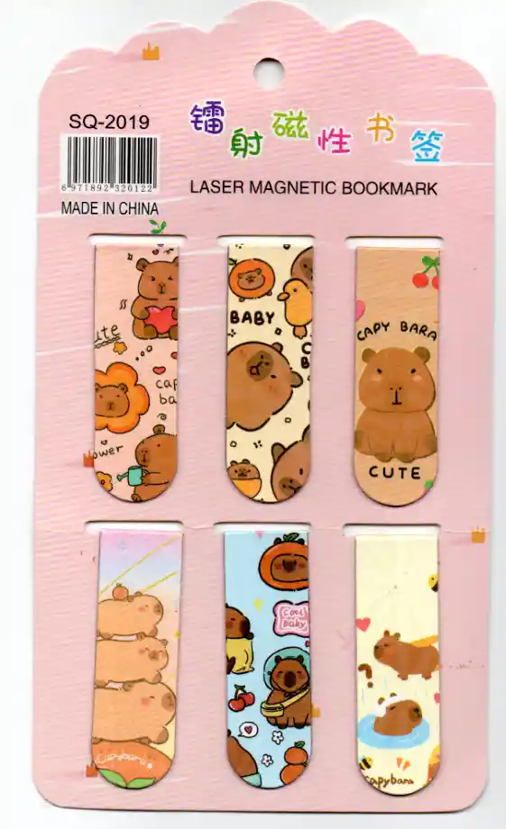 Marcapagina Imantado Kawaii Capybara 6 Unidades